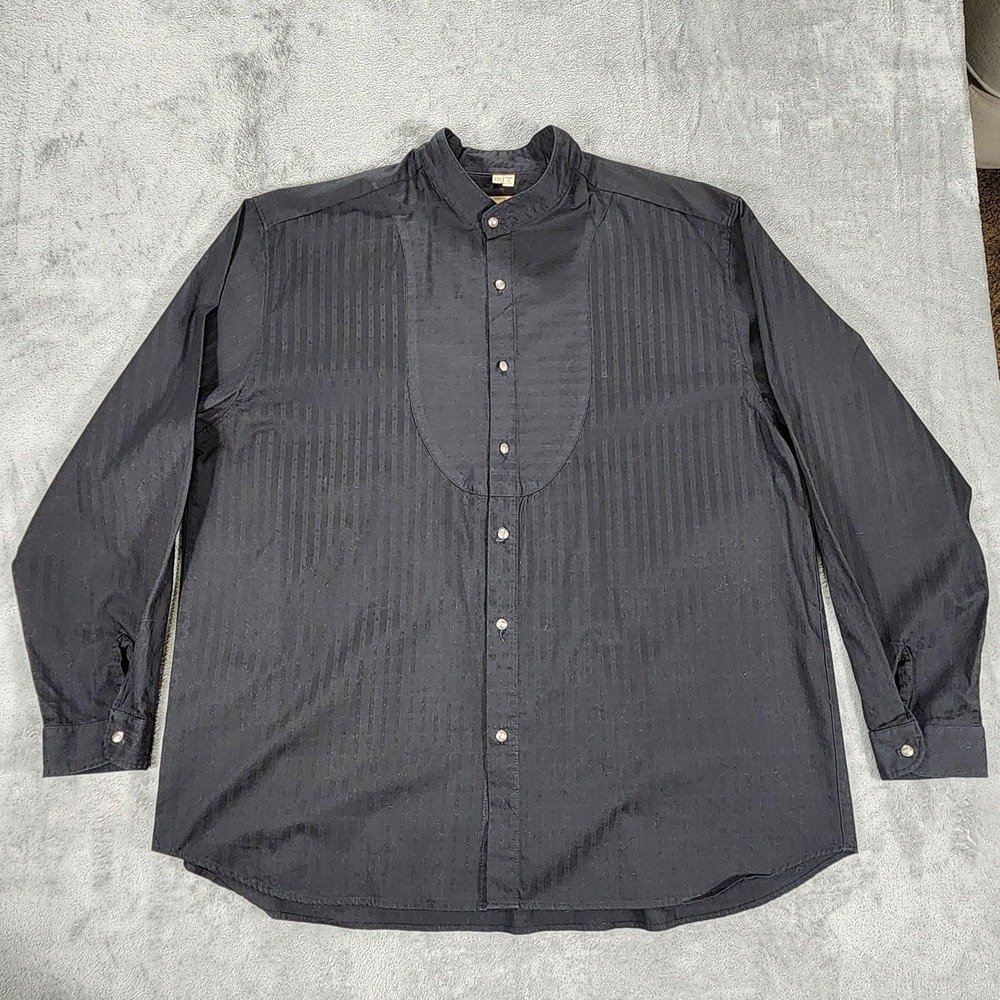 Wah Maker Dress Shirt Mens 2XL Black Western Bib Front Band Collar Snap Cowboy